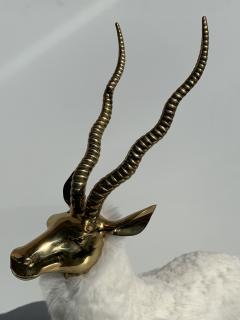 Pair of Brass Gazelle or Antelopes in Sheep Fur - 963327