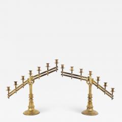 Pair of Brass Gothic Style Candelabras circa 1900 - 2812780