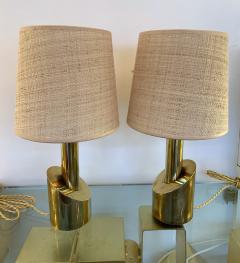 Pair of Brass Half Cylinder Lamps Italy 1970s - 1738590