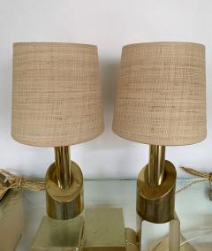 Pair of Brass Half Cylinder Lamps Italy 1970s - 1738596