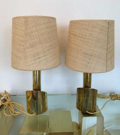Pair of Brass Half Cylinder Lamps Italy 1970s - 1738599