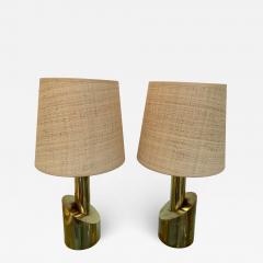 Pair of Brass Half Cylinder Lamps Italy 1970s - 1741375