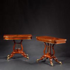 Pair of Brass Inlaid Carved Mahogany Games Tables - 58731