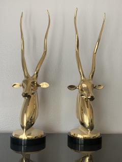 Pair of Brass Kudu or Antelope Busts - 1002365