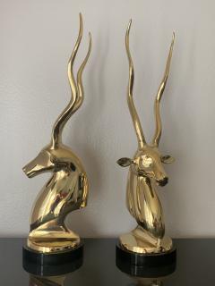 Pair of Brass Kudu or Antelope Busts - 1002366
