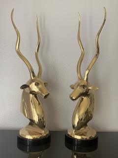 Pair of Brass Kudu or Antelope Busts - 1002369