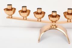 Pair of Brass Mid Century Modern 7 Candle Menorah Candleholders - 1607566