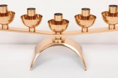 Pair of Brass Mid Century Modern 7 Candle Menorah Candleholders - 1607568