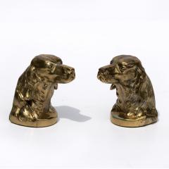 Pair of Brass Spaniel Head Bookends Mid 20th Century - 4787556
