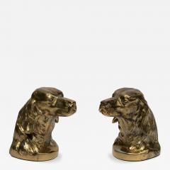 Pair of Brass Spaniel Head Bookends Mid 20th Century - 4788217