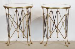 Pair of Brass Steel Marble Campaign Style Gueridons - 2557005