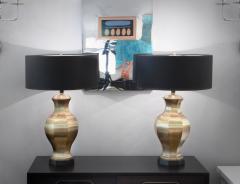 Pair of Brass Table Lamps with Ebony Bases - 192969