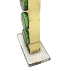 Pair of Brass Table Lamps with Green Murano Glass Italy - 3665594