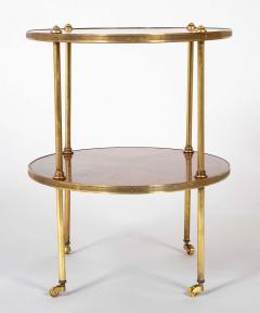 Pair of Brass Trimmed Yew Wood Two Tiered Tables - 4581032