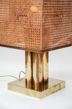 Pair of Brass Wicker and Plexi Table Lamps - 1174468