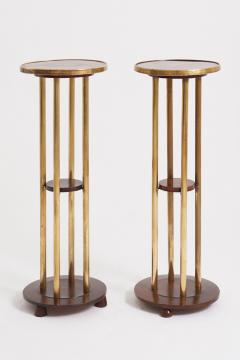 Pair of Brass and Beech Pedestals - 3506525