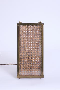 Pair of Brass and Cane Table Lamps - 4684582