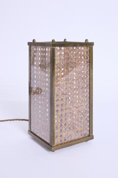 Pair of Brass and Cane Table Lamps - 4684584