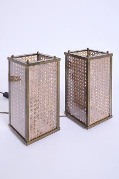 Pair of Brass and Cane Table Lamps - 4684585