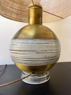 Pair of Brass and Ceramic Lamps Italy 1970s - 2636933