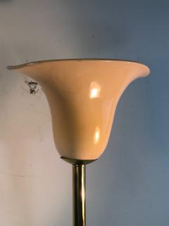 Pair of Brass and Ceramic Tulip Shape Floor Lamps - 1074882