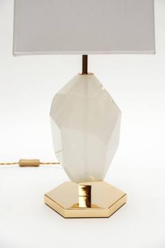 Pair of Brass and Diamond Cut Resin Table Lamps - 721486