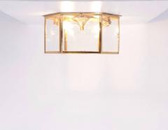 Pair of Brass and Glass Flush Mounts or Light Fixture from a German Library - 550759