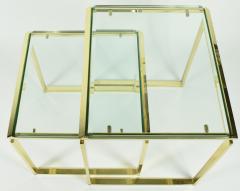 Pair of Brass and Glass Modernist Nesting Tables - 1254088