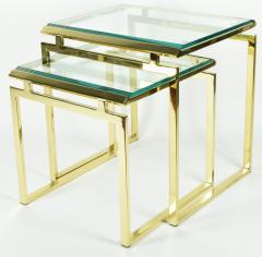 Pair of Brass and Glass Modernist Nesting Tables - 1254090