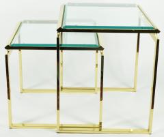 Pair of Brass and Glass Modernist Nesting Tables - 1254091
