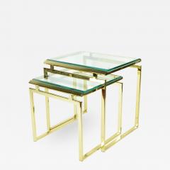 Pair of Brass and Glass Modernist Nesting Tables - 1256740