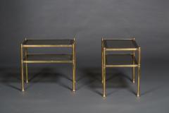 Pair of Brass and Glass Two Tiered Side Tables - 423847