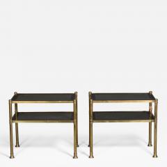 Pair of Brass and Glass Two Tiered Side Tables - 424622