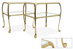 Pair of Brass and Glass Two Tiered Side Tables - 3994056