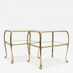 Pair of Brass and Glass Two Tiered Side Tables - 3994731