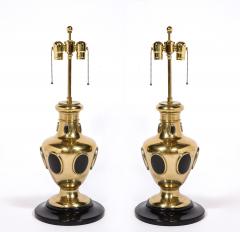 Pair of Brass and Horn Table Lamps - 2148645