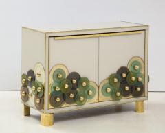 Pair of Brass and Ivory Murano Glass with Glass Discs Sideboards Italy 2021 - 1998758