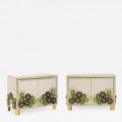 Pair of Brass and Ivory Murano Glass with Glass Discs Sideboards Italy 2021 - 2002405