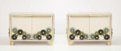 Pair of Brass and Ivory Murano Glass with Glass Discs Sideboards Italy 2023 - 3088253