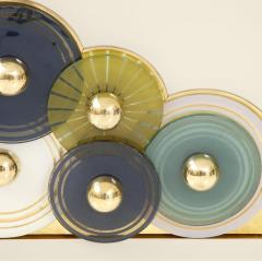 Pair of Brass and Ivory Murano Glass with Glass Discs Sideboards Italy 2023 - 3088265