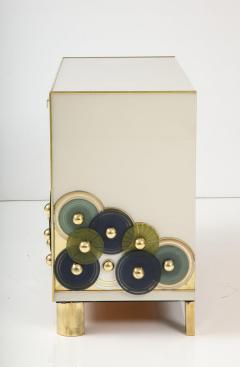 Pair of Brass and Ivory Murano Glass with Glass Discs Sideboards Italy 2023 - 3088268