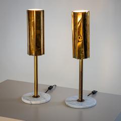 Pair of Brass and Marble Table Lamps Probably Italy 1960s 70s - 4410667