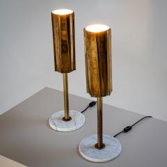 Pair of Brass and Marble Table Lamps Probably Italy 1960s 70s - 4410669