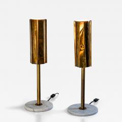 Pair of Brass and Marble Table Lamps Probably Italy 1960s 70s - 4412211