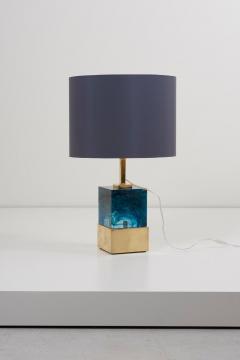 Pair of Brass and Murano Glass Cube Table Lamps - 799012