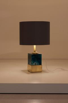 Pair of Brass and Murano Glass Cube Table Lamps - 799015