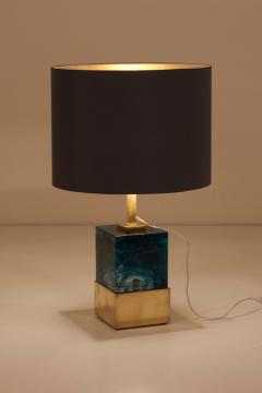 Pair of Brass and Murano Glass Cube Table Lamps - 799016