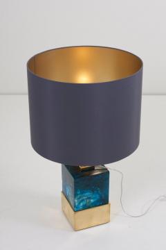 Pair of Brass and Murano Glass Cube Table Lamps - 799020