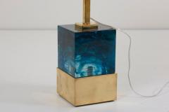 Pair of Brass and Murano Glass Cube Table Lamps - 799021