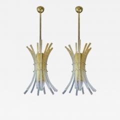 Pair of Brass and Murano Glass Rods Pendants - 736308